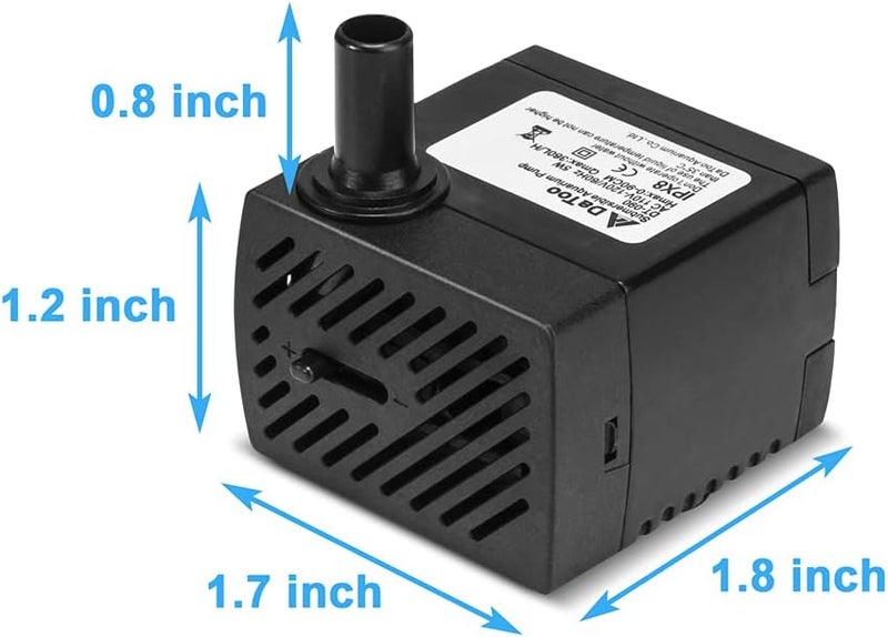 DATOO 95GPH 5W Small Submersible Water Pump Mini Fountain Pump Ultra Quiet For Aquarium Fish Tank Pond Statuary Hydroponics - Image 2